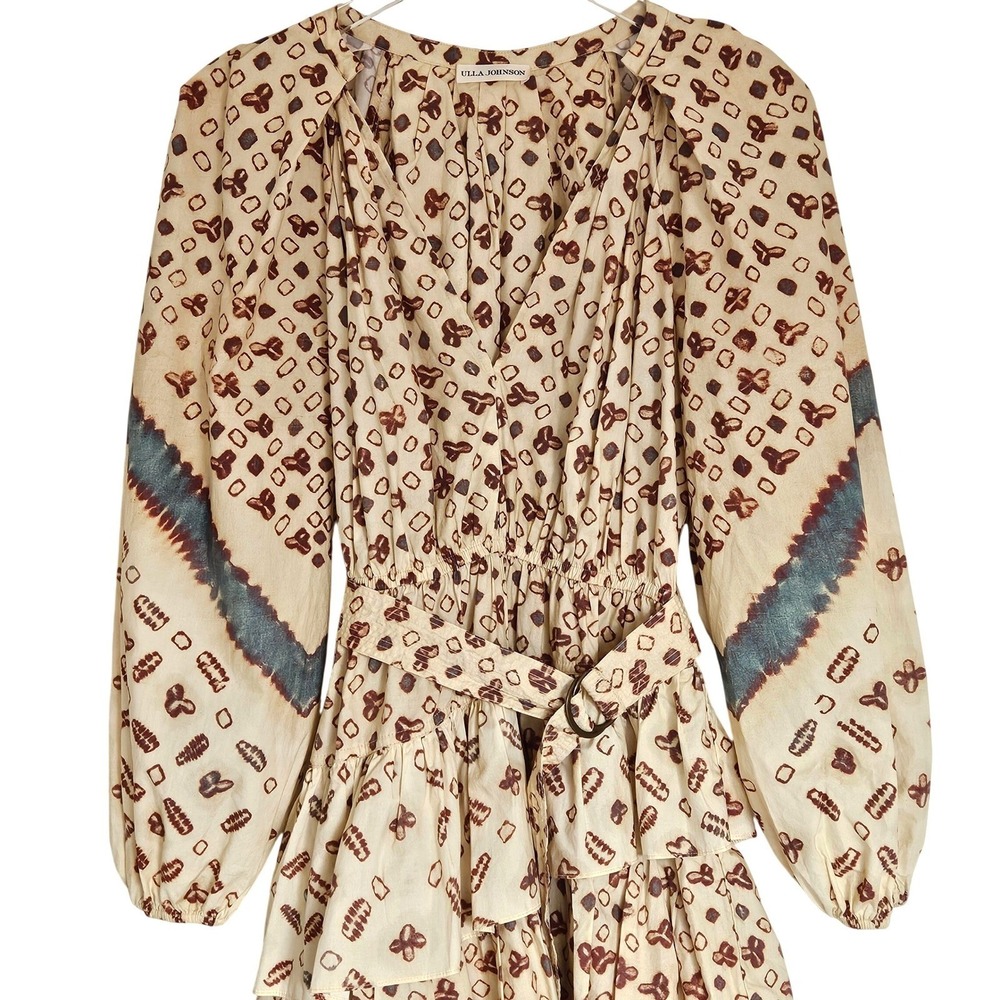ULLA JOHNSON Miranda Mini Belted Tiered Dress Sz US 4 - Picture 4 of 14